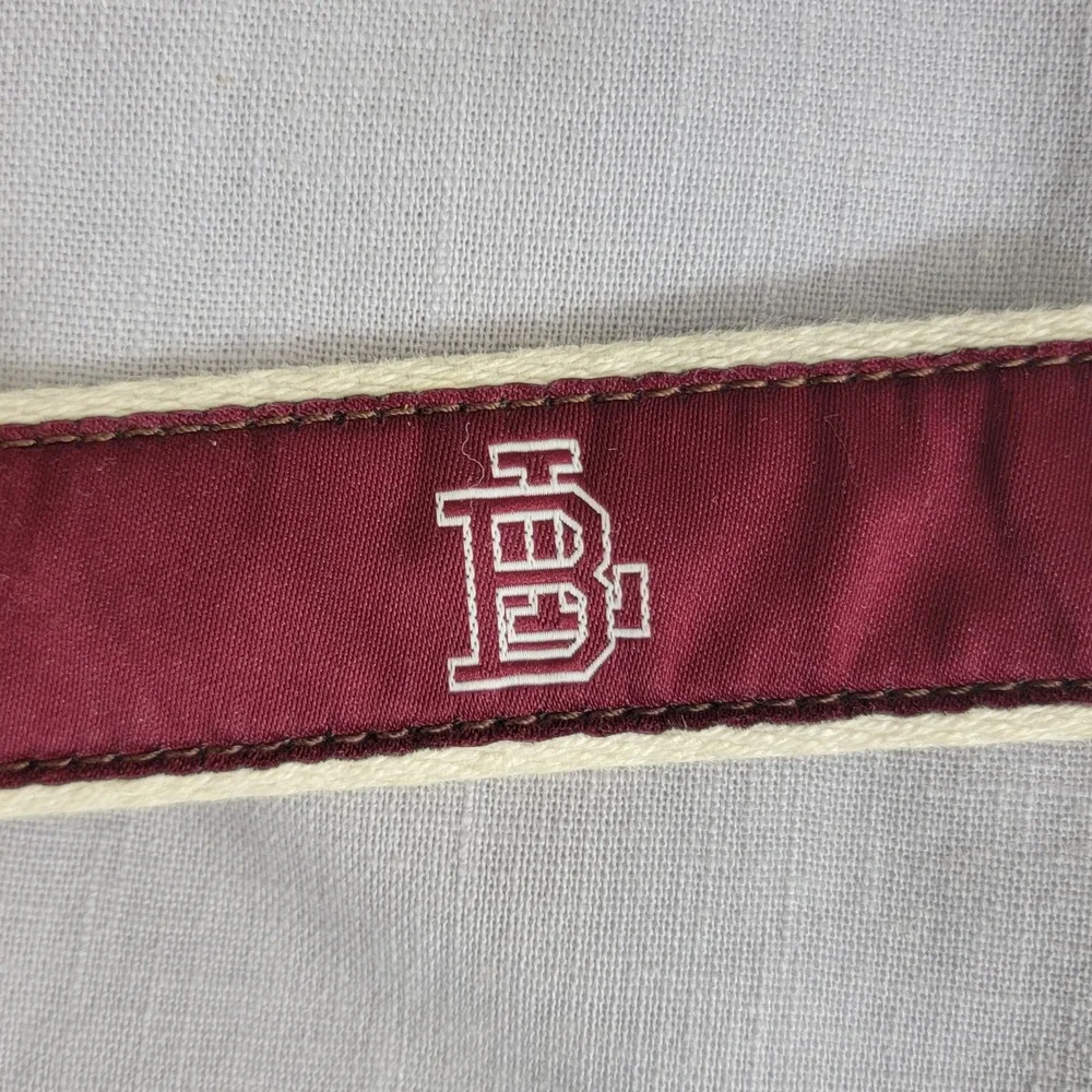 YRI Designs Mens Ribbon Belt BL initials Burgundy Leather Canvas Brass Buckle 36